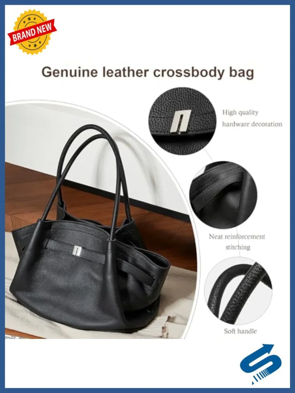 Genuine Leather Work Tote Bag for Women, Magnetic Closure, fits 15in Laptop